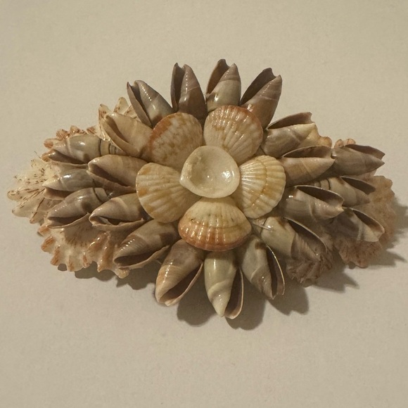 Seashell Barrette. Appears to be Handmade. Approx 4”x 2” - Picture 1 of 5